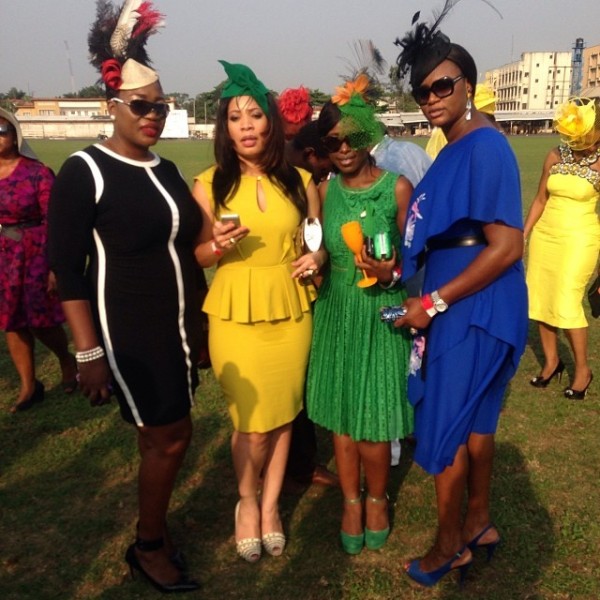 A Style and Fashion Day out at the President's Cup  - Monalisa Chinda (in yellow), Azuka Ogujuiba (in green)