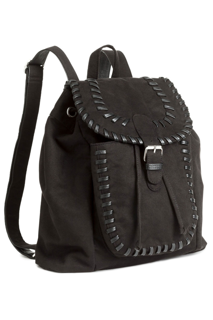 A nice, black leather hook bag