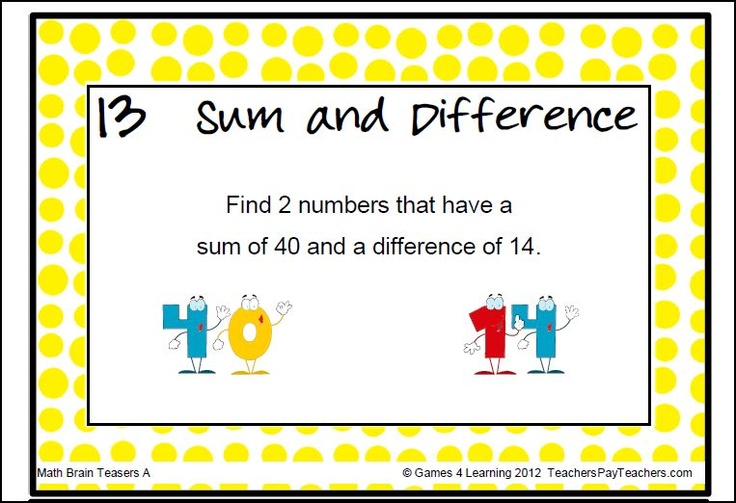 multiplication maths class for worksheet 1 y = y Brain 40, x x is  and What Teaser: y  =  14, x